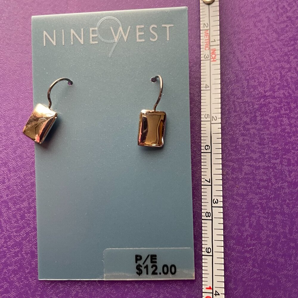 Bundle 3 pairs for $12.  Nine West Gold Tone Drop Rectangular Earrings.